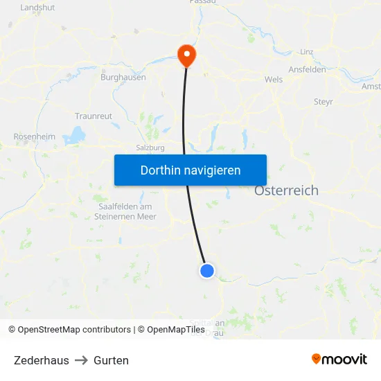 Zederhaus to Gurten map