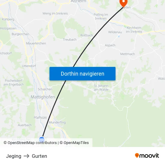 Jeging to Gurten map
