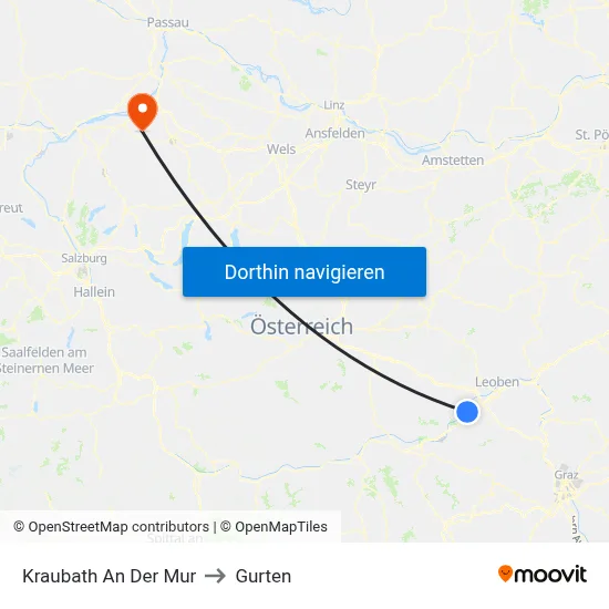 Kraubath An Der Mur to Gurten map