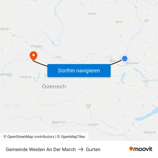Gemeinde Weiden An Der March to Gurten map