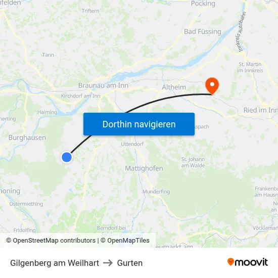 Gilgenberg am Weilhart to Gurten map