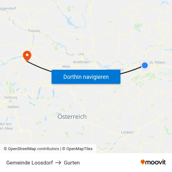 Gemeinde Loosdorf to Gurten map