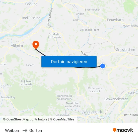 Weibern to Gurten map