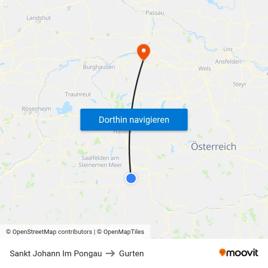 Sankt Johann Im Pongau to Gurten map