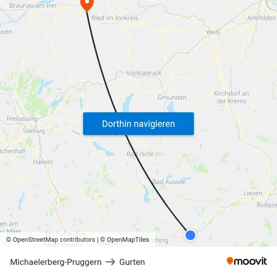 Michaelerberg-Pruggern to Gurten map