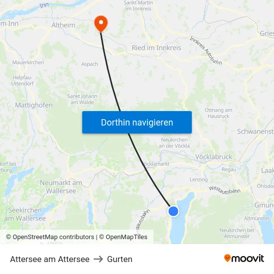 Attersee am Attersee to Gurten map