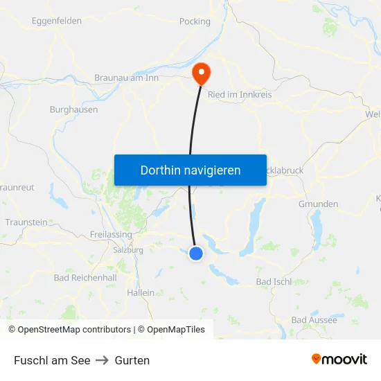 Fuschl am See to Gurten map