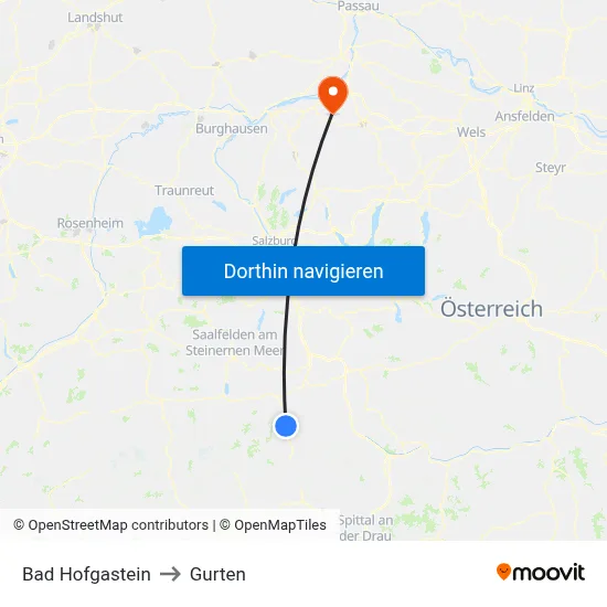 Bad Hofgastein to Gurten map