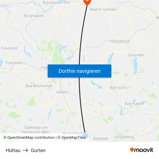 Hüttau to Gurten map