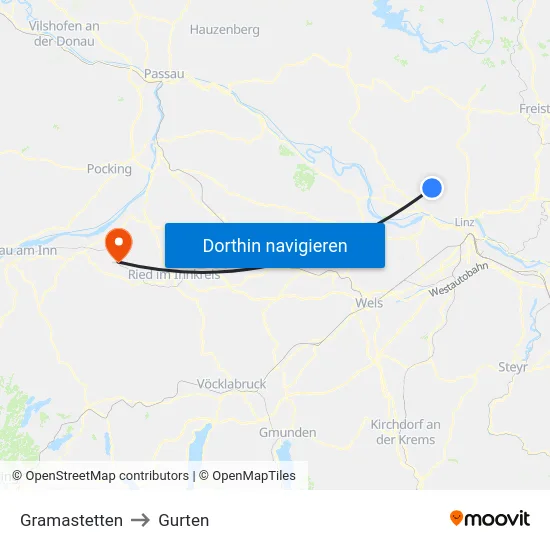 Gramastetten to Gurten map