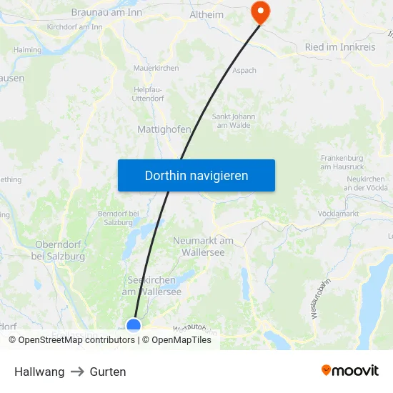 Hallwang to Gurten map