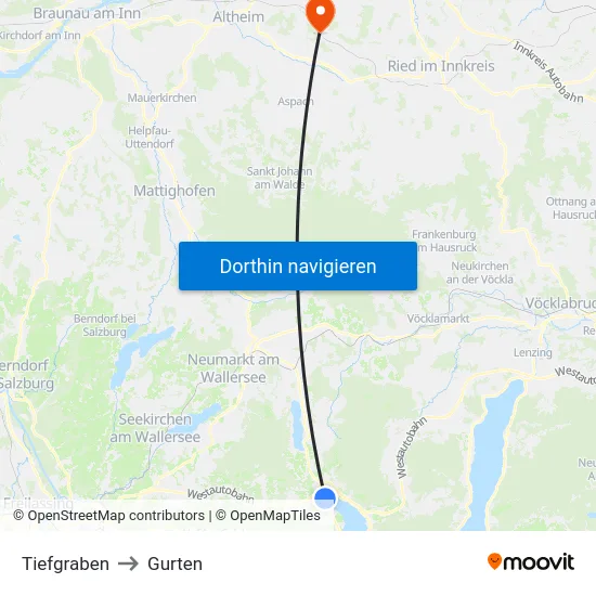 Tiefgraben to Gurten map