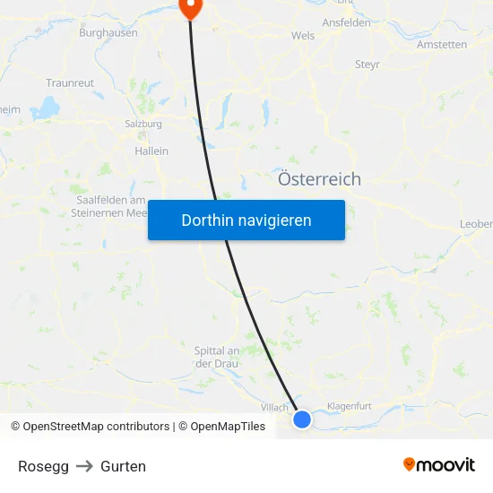 Rosegg to Gurten map