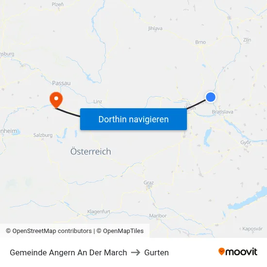 Gemeinde Angern An Der March to Gurten map