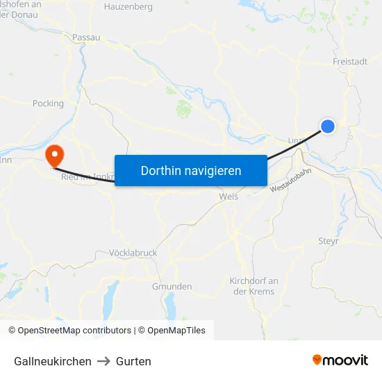 Gallneukirchen to Gurten map