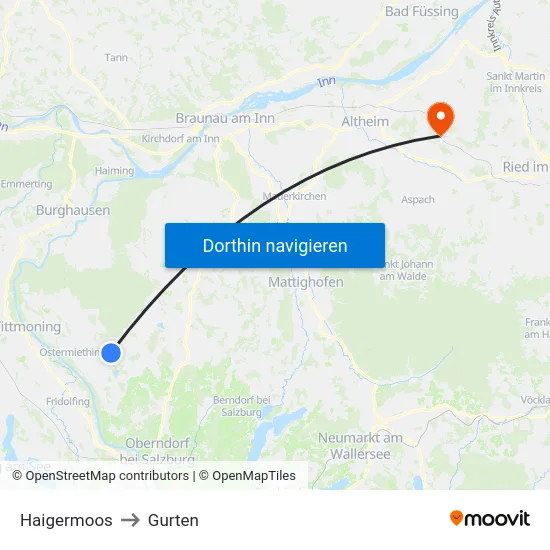 Haigermoos to Gurten map