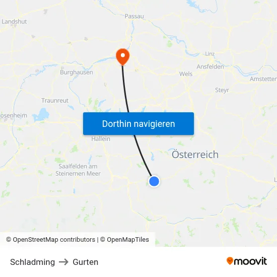 Schladming to Gurten map