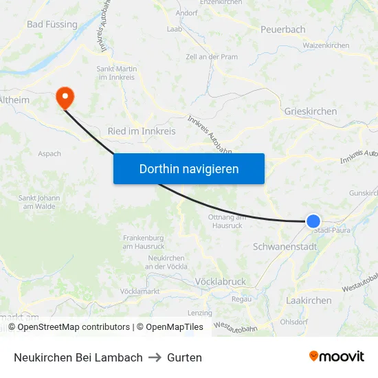 Neukirchen Bei Lambach to Gurten map