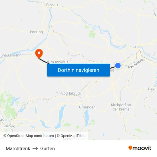 Marchtrenk to Gurten map