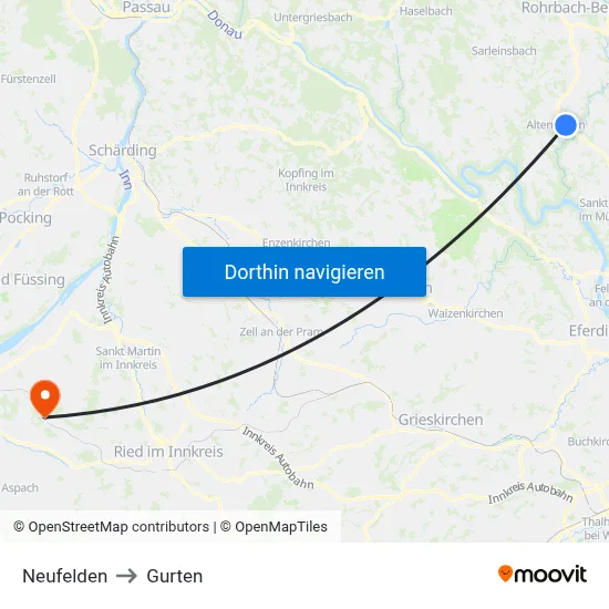 Neufelden to Gurten map