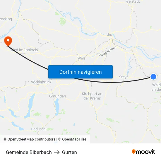 Gemeinde Biberbach to Gurten map