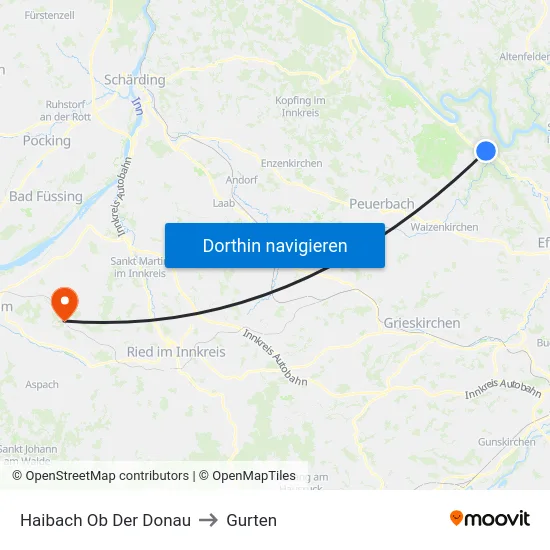 Haibach Ob Der Donau to Gurten map