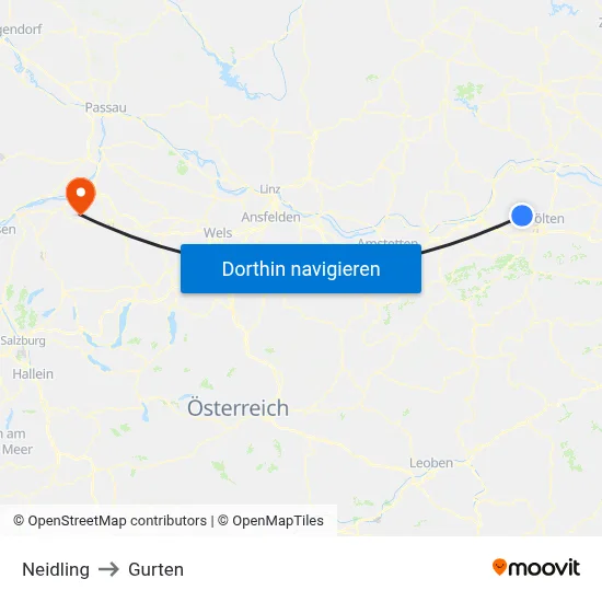 Neidling to Gurten map