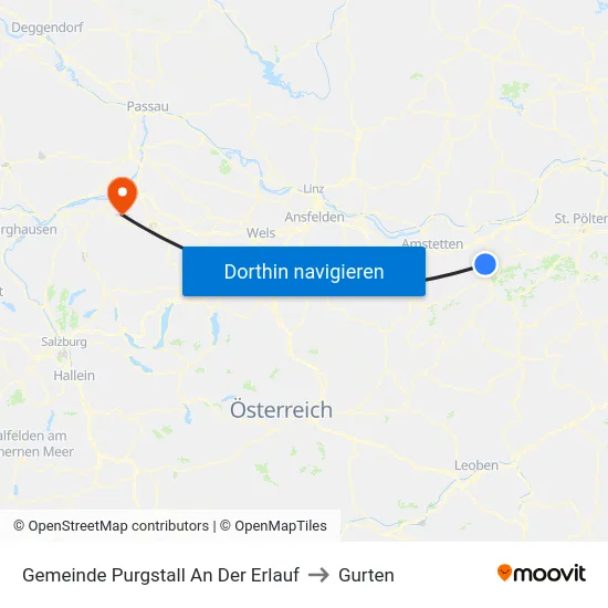 Gemeinde Purgstall An Der Erlauf to Gurten map