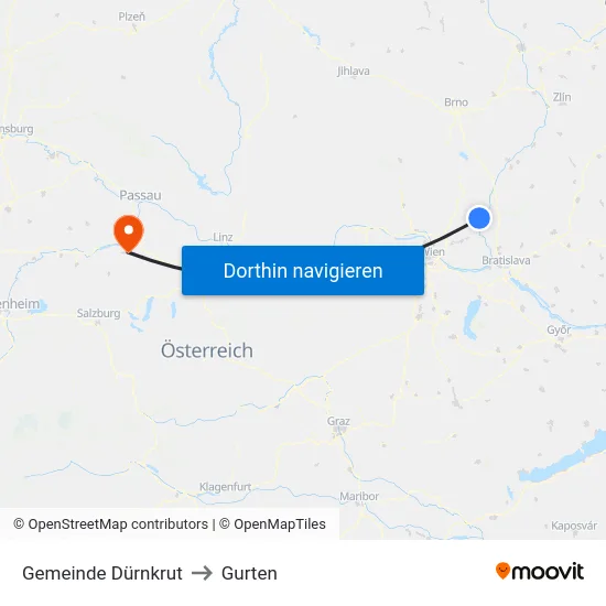 Gemeinde Dürnkrut to Gurten map