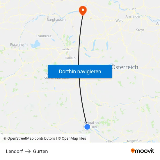 Lendorf to Gurten map