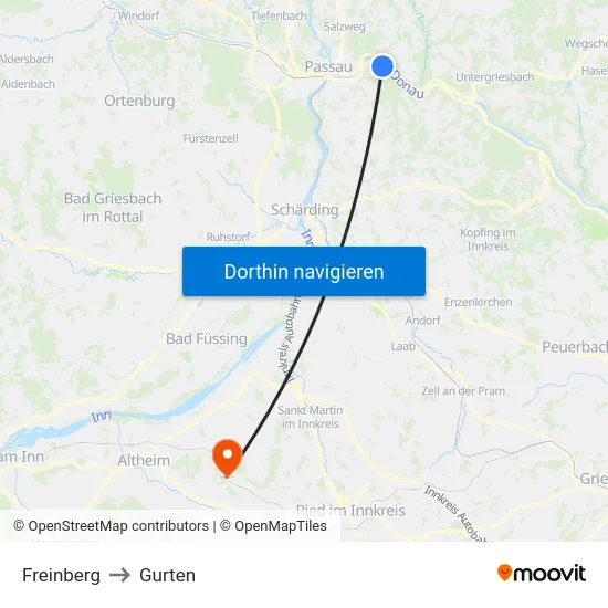 Freinberg to Gurten map