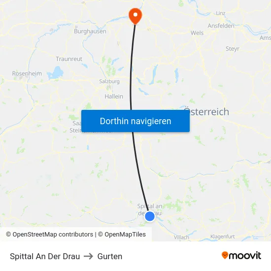 Spittal An Der Drau to Gurten map