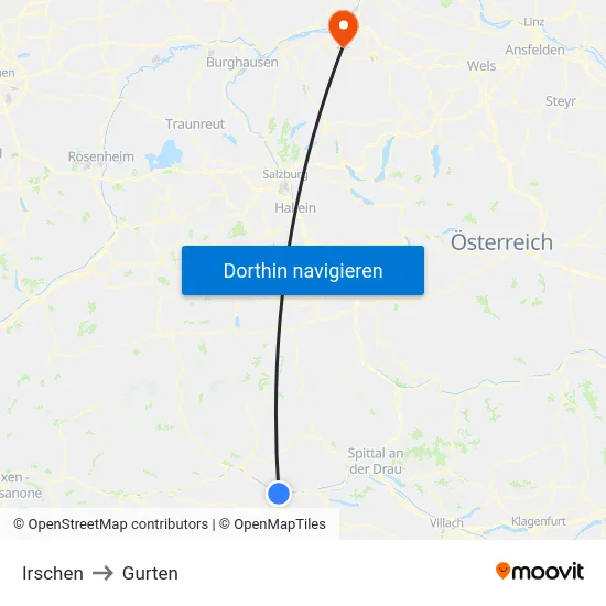 Irschen to Gurten map