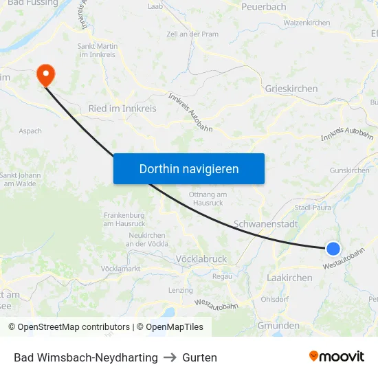 Bad Wimsbach-Neydharting to Gurten map