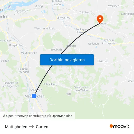 Mattighofen to Gurten map