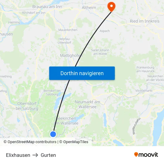 Elixhausen to Gurten map