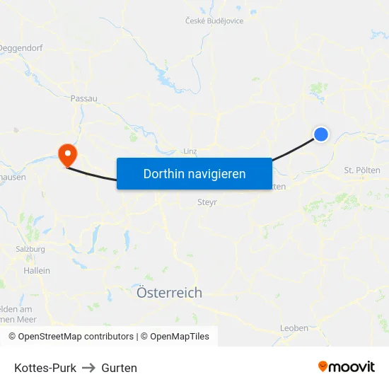 Kottes-Purk to Gurten map