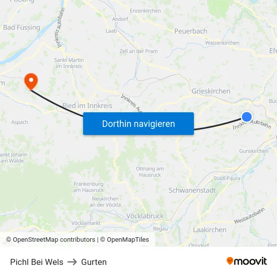Pichl Bei Wels to Gurten map