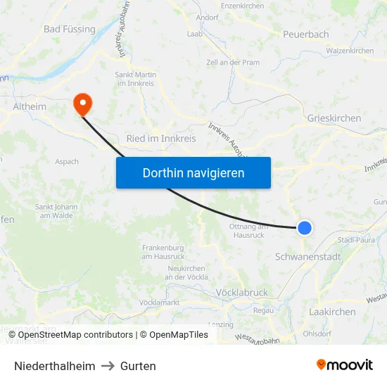 Niederthalheim to Gurten map
