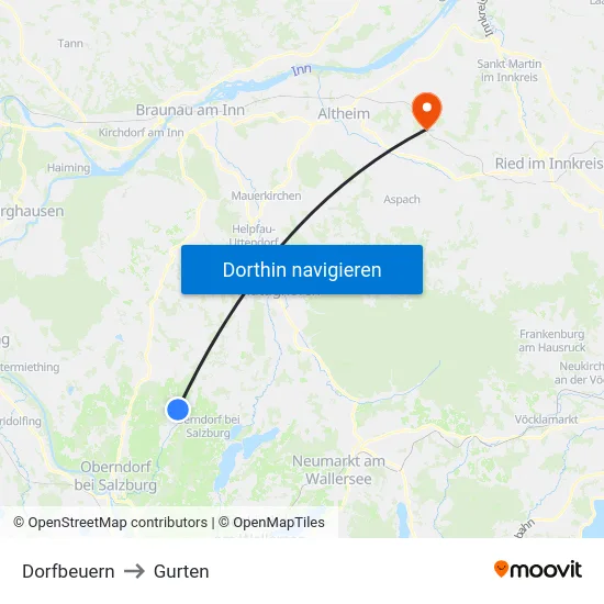 Dorfbeuern to Gurten map