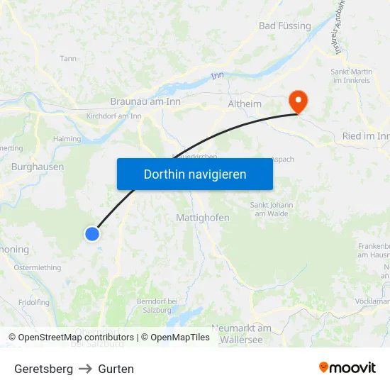 Geretsberg to Gurten map