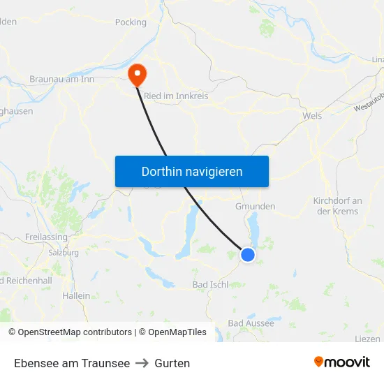 Ebensee am Traunsee to Gurten map