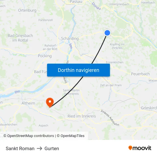 Sankt Roman to Gurten map