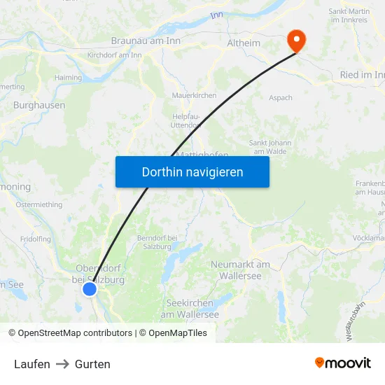Laufen to Gurten map