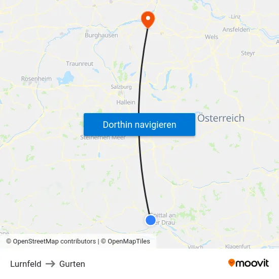 Lurnfeld to Gurten map