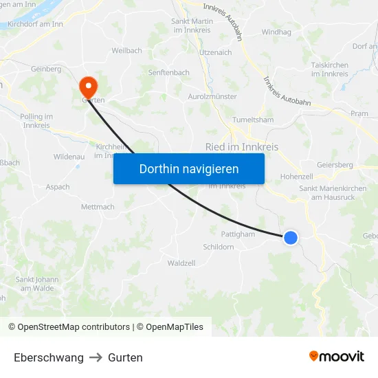Eberschwang to Gurten map