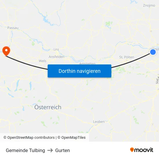 Gemeinde Tulbing to Gurten map