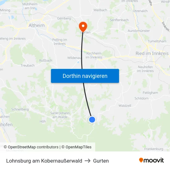 Lohnsburg am Kobernaußerwald to Gurten map