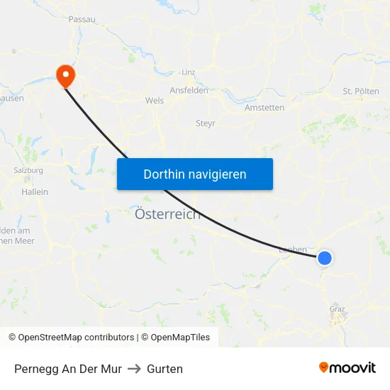 Pernegg An Der Mur to Gurten map