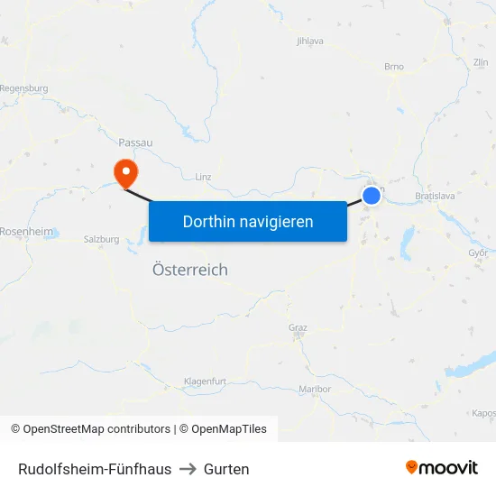 Rudolfsheim-Fünfhaus to Gurten map